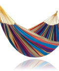 Outdoor Double Hammock Portable With Colorful Stripes Cocoon Style Comfort For Camping And Backyard Chill Vibe Easy Setup