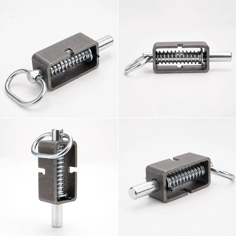 Quality Top Shelf Heavy Duty Trailer Gate Latch Weld On Spring Lock Assembly With Reinforced Latch Pins; steel latch with spring mechanism.