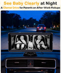 1080P Dual Baby Car Camera With 6.8 Inch Night Vision Monitor And Split Screen For Two-Kid Rides on dashboard at night