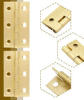 Eight 2.5 Inch Brass Butt Hinges Set for Cabinet Doors, Boxes, Jewelry Boxes, and Small Furniture in Gold Finish, includes screws.