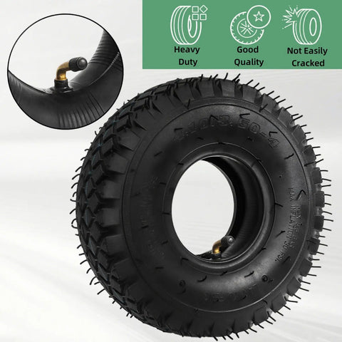 Two Pack 4.10/3.50-4 Tire and Inner Tube with Bent Valve Stem for Lawn Mowers Garden Rototillers Snow Blowers