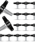 16 Piece Set Of 1/4 20 X 3/4 Inch Round Knob Bolts Made From Top Grade Stainless Steel Thumb Screws arranged for easy access.