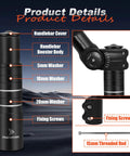 Adjustable 31.8mm Bike Stem Riser With 120 Degree Tilt And 150mm Height Extension showing washers and fixing screws