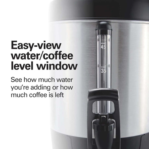 Close-up of 45 Cup Fast Brew Coffee Urn And Hot Beverage Dispenser with easy-view water level window for large crowds