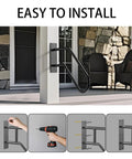Top Tier U Shaped Handrail For Outdoor Steps And Indoor Stairs Wall Mounted Galvanized Steel Porch Deck Grab Bar shown with easy installation steps.
