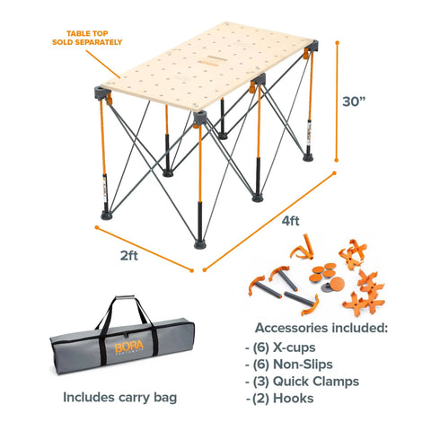 Portable Folding Work Table Kit For Diy And Shop Use A Sturdy 24 By 48 Inch Work Surface With 1500 Lb Capacity And A 30 Inch Working Height Complete Accessories Pack Including Six X Cups Non Slips Three Quick Clamps Two Cord Hooks And Carry Bag CK625