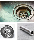 Rock Solid 70mm Chrome Plated Brass Extended Bolt Screw Kitchen Sink Basket Strainer Plug Drain Replacement installed in sink.