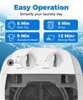 Compact Portable Washing Machine With Separate Spin Tub And Quick Drain Hose, 5.5 Lb Mini Laundry Washer For Apartments Dorms And RV Homes, control panel with timer settings and wash modes.