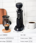 Badass Hella Precise Electric Burr Coffee Grinder With Robust Aluminum Body And Slick Single Dose Design Featuring 36 Crisp Grind Settings For Serious Home Baristas on kitchen counter.