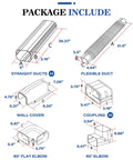 Diagram showing components of 17 Foot Mini Split Line Set Cover Kit In White Durable PVC Keeps Outdoor Pipes Hidden And Looking Clean.