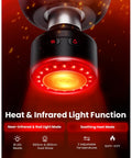 X6 Ultra Massage Gun With Heat And Infrared Light Titanium Head close-up showing LED beads and temperature controls
