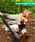 Child using 31 Inch Lightweight Metal Garden Shovel With 6 Inch Wide Flat Spade Handy Little Workhorse For Digging Planting Transplanting