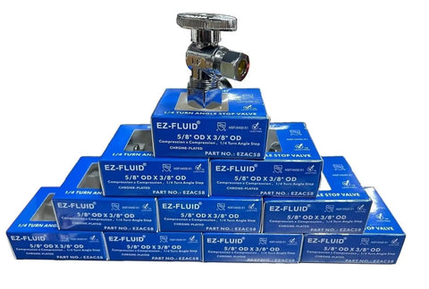 10 Pack Half Inch Nominal Compression Angle Stop Valve Chrome Brass Quarter Turn Water Shut Off For Sinks Bathrooms Kitchens