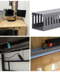 Grey PVC Wire Concealer Raceway Kit for cable management under desk, U-shaped design, durable trunking at home or office.