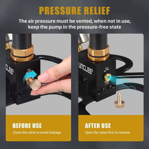 Pressure relief valve on 3 Stage PCP Hand Pump for Air Rifles and Airguns High Pressure Up to 4500 Psi 30 MPa with 8mm Copper Quick Connector
