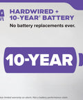 Smoke And Carbon Monoxide Detector With 10 Year Battery Power And Hardwired Interconnected Units image showing 10-Year battery icon