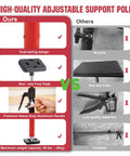 Comparison of Heavy Duty Cabinet Jacks Support Poles features, highlighting quality vs other products, showcasing adjustments and materials.
