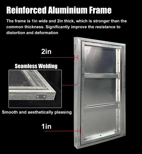 Reinforced aluminium frame for No Fuss Seamless Hidden Access Panel With Magnetic Push Button For Tile Walls And Drywall.