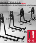 Heavy Duty Garage Tool Hook Set, 15-Piece Wall Mount Organizer with steel brackets and screws, shown in various sizes.