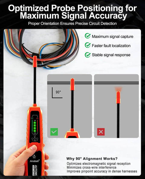Optimized probe positioning demonstration for Gearhead Approved Circuit Tracer And Short Open Finder With Synced Led Bars.
