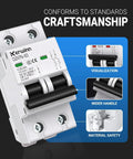 Two Pole 32A AC Miniature Circuit Breaker DIN Rail Mount 120V To 240V 50 60 Hz Flame Retardant Shell With Large Visualization Window