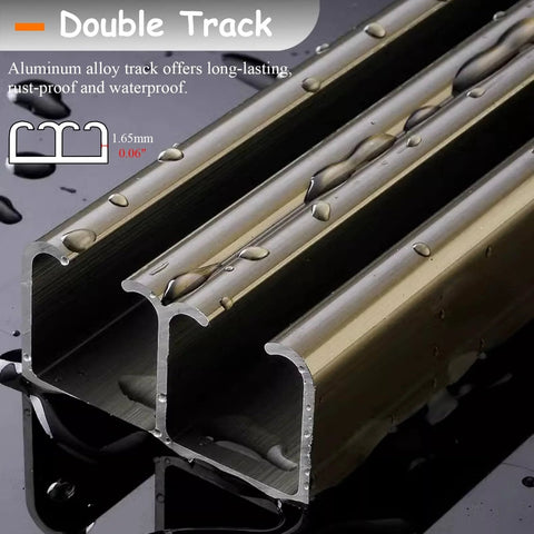 Double Barn Door Hardware Set For Room Divider And Pocket Door, showing aluminum double track, waterproof in silver finish