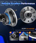 Front Wheel Hub And Bearing Assembly Set 513137 For Chevy Malibu Classic Pontiac Grand Am Oldsmobile Alero Cutlass 1997 2005 With ABS 5 Lug Front Left Right Axle Compatible Replacement Kit, showing front and side views of hub