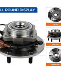 Rear Wheel Hub And Bearing Assembly Easy Install Drop In Fit For 2005 To 2012 Nissan Armada, 2004 Pathfinder Armada, And 2004 To 2010 Infiniti QX56 With ABS Replacement For Smooth Operation And Lasting Durability, front and side view with connectors