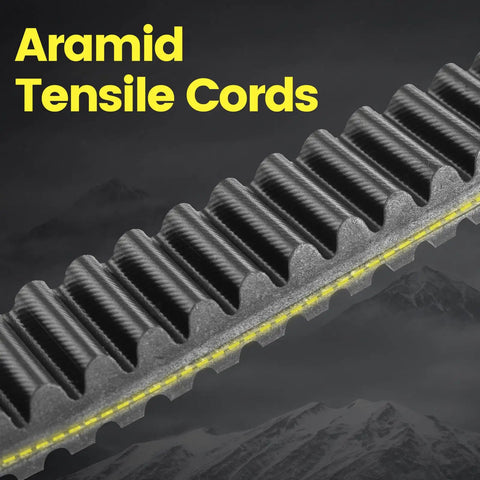 Close-up of Beefed Up Heavy Duty Drive Belt For RZR XP 1000 General XP 1000 with Aramid Tensile Cords and Flexweave Overcord