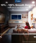 Image depicting 10%-100% smooth dimming for Bulk 24 Count 5 By 6 Inch Led Disk Lights With Smart Dimming Controls.