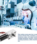 12V DC Reversible Worm Gear Motor with 120 RPM and 50:1 Reduction showcased in industrial setting with machinery
