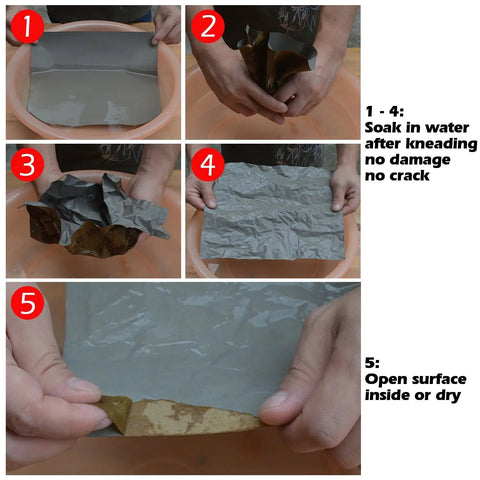 Steps showing flexible Top Notch Wet Dry Sandpaper Set 9 By 11 Inches with Grits 1500 2000 2500 3000 5000 7000 in water test