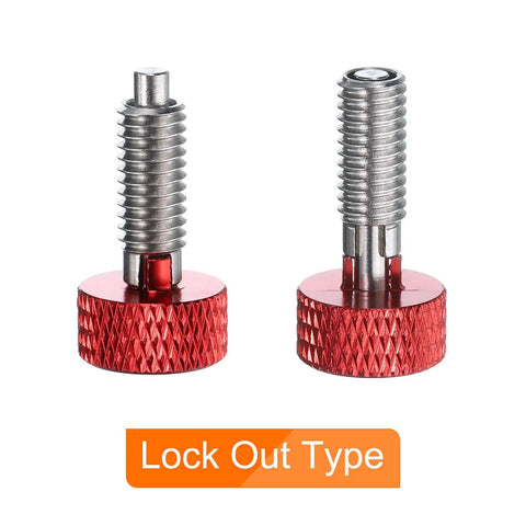 Pro Grade Spring Plunger Set With Knurled Handle M6x1 Quick Slide Pin For Jigs And Vises Rock Solid Stainless Steel Build with red knurled handles.