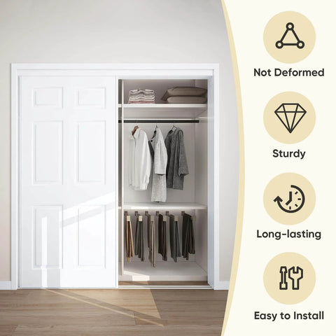 Sliding Closet Door Set 72x80 With Double 37 Panels, Six Panel Steel Frame Bypass Door, Primed And Preassembled, installed view