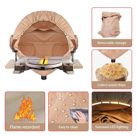 Dust Collection Hood With Light For Miter Saws, Keeps Fine Dust From Escaping, Built In LED Lighting, Compact Design with Storage Bag