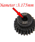 Five Pack 48P Pinion Gear Sets 18T 19T 20T 21T 22T For 3.175mm Shafts Hardened Steel Beefed Up Build 22T gear close-up