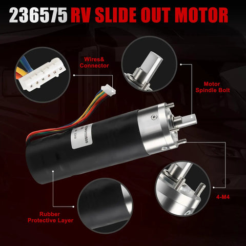 Heavy Duty RV In-Wall Slide-Out Motor Replacement For Lippert Schwintek In-Wall Slide System IG-42 10mm Gear 300 To 1 High Torque 12V close-up image