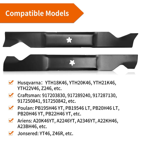 Hi Lift Mower Blades For 46 Inch Deck Fits Husqvarna YTH Series And Craftsman YT3000
