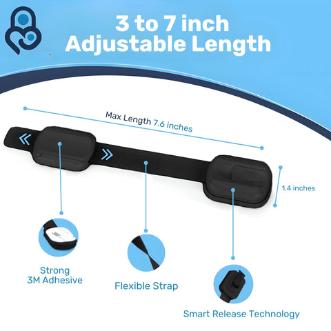 Adhesive Child Safety Strap Locks For Cabinets And Drawers, Toilets, Fridges, Adjustable 3-7 inch with 3M Adhesive