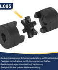 Flexible 3-Piece L-Jaw Coupling Set 3/4 to 7/8 Inch with Buna-N NBR Rubber Spider components visible