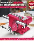 Industrial Bench Vise 4 Inch Jaw Width With 360 Degree Swivel Base Machined Round Guide Bar 86,000 PSI Ductile Iron