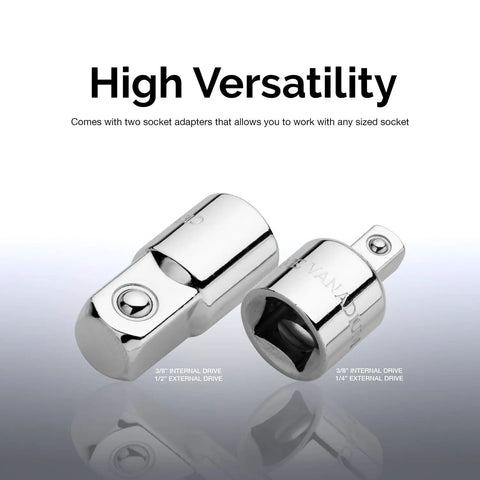High versatility socket adapters for Three Eighths Inch Drive T Handle Wrench With Long Reach For Tight Spaces Heavy Duty Chrome Vanadium Steel