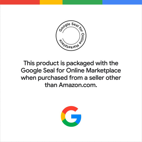 Google Seal for Online Marketplace on packaging, visible with colorful Google logo at the bottom.