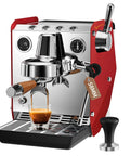 Heavy Duty Semi Automatic Espresso Maker With 15Bar Extraction Power And Quick Dial Milk Frother Steam Wand For Dope Shot Pulls And No Hassle Home Kitchen Setup brewing a shot of espresso.