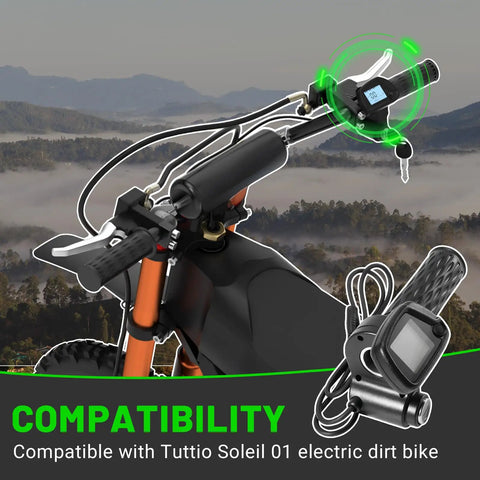 Throttle Grip 48V For Tuttio Soleil 01 Electric Dirt Bike Without M Button showing LCD display and handlebars with keys