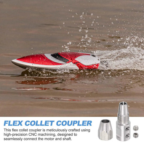 Dope Flex Collet Coupler CNC Stainless Steel For DIY RC Boat With 8mm Motor Shaft And 4.76mm Flex Shaft Flexible Coupling Shaft Locker Built Tough For Smooth RPM And Precision