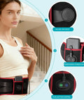 Cordless Heating Massage Belt With 3 Heat Settings And 5 Vibration Modes 10000mAh Rechargeable Battery worn by woman indoors