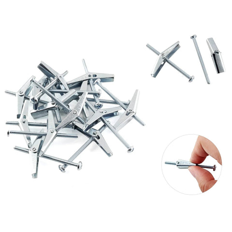 10Pcs 1 Eighth By 2 Inch Round Head Toggle Bolts With Wing Nuts For Drywall And Wood Hanging, metal heavy duty toggle anchors Molly screws pack