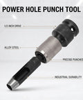 Sick And Serious Power Hole Punch Lacing Tool For Conveyor Belts With 1/2 Inch Drive Alloy Steel Build showing precise punching tip.