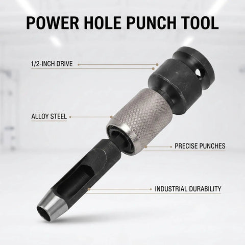 Sick And Serious Power Hole Punch Lacing Tool For Conveyor Belts With 1/2 Inch Drive Alloy Steel Build showing precise punching tip.